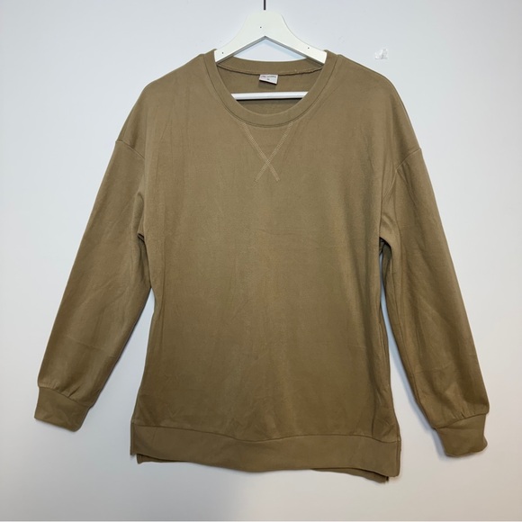 Wiholl Pullover Sweatshirt Brown Long Sleeve Side Zip Size M - Picture 1 of 6